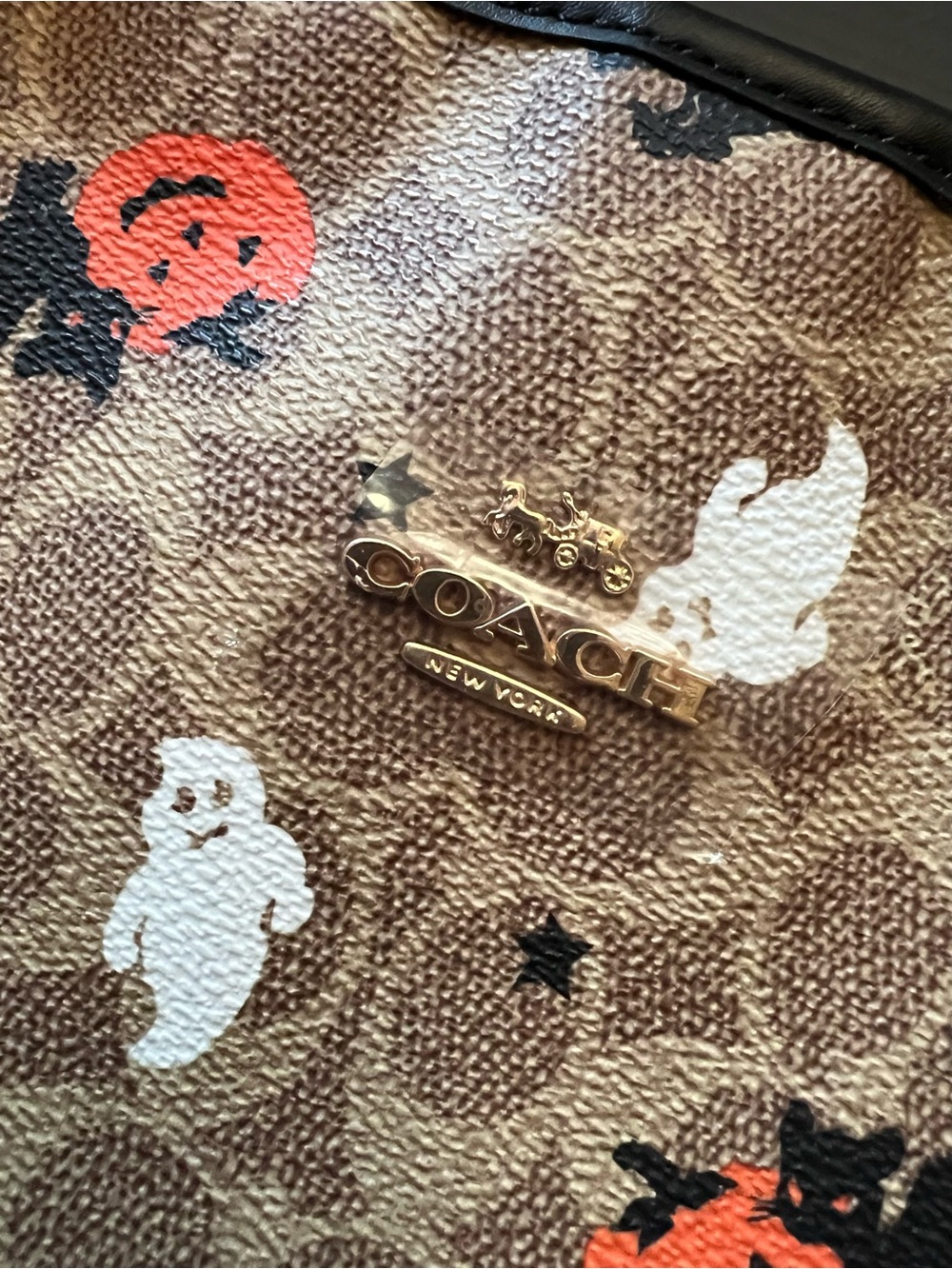 Coach Brown Halloween Print Tote with Orange & Black Accents - Picture 4 of 10